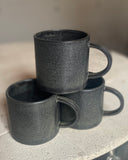 3 Charcoal Black Mugs SECONDS